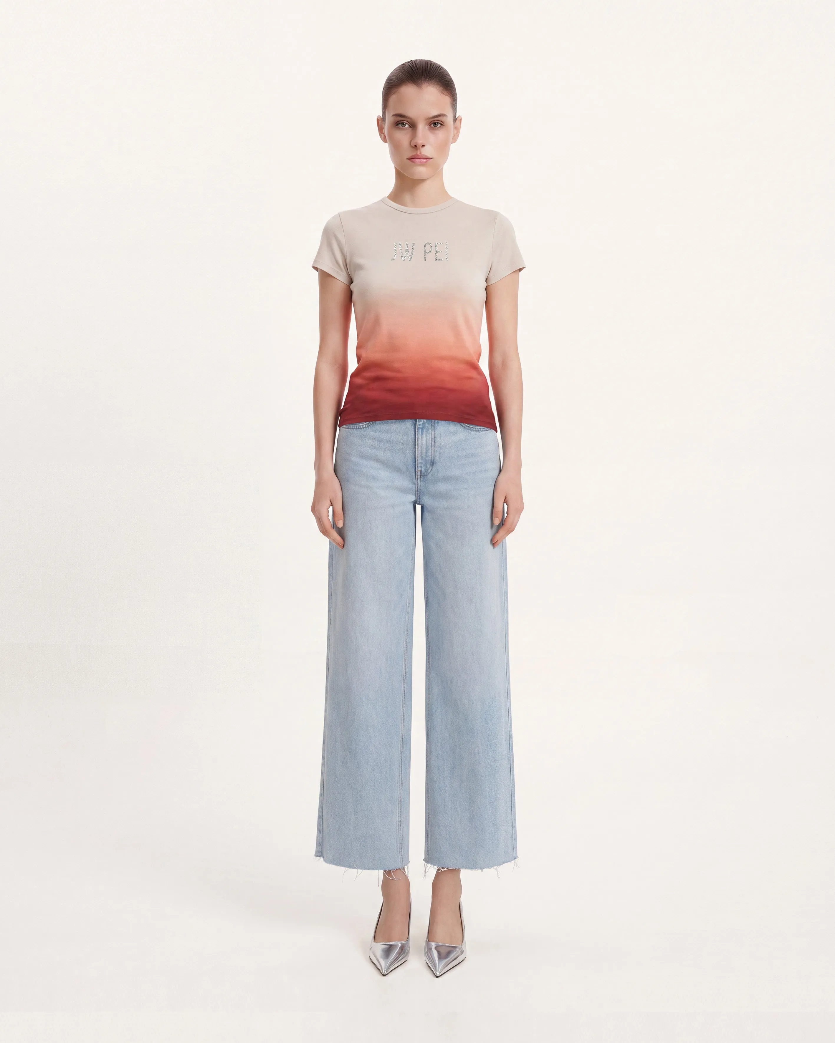 The Luminous Gradient Rhinestone Logo Tee - Mars Mirage sold by JW PEI