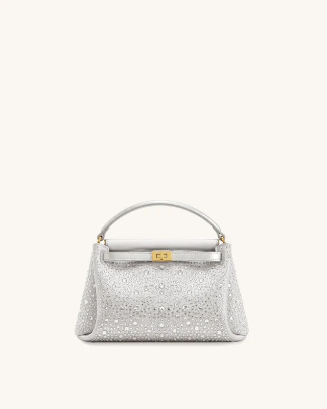 Carmen Artificial Crystal Top Handle Bag - Light Gray made by JW PEI