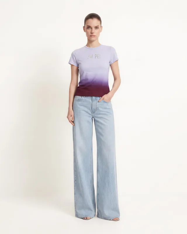 The Glitz Ombre Rhinestone Logo Tee - Plum Twilight made by JW PEI