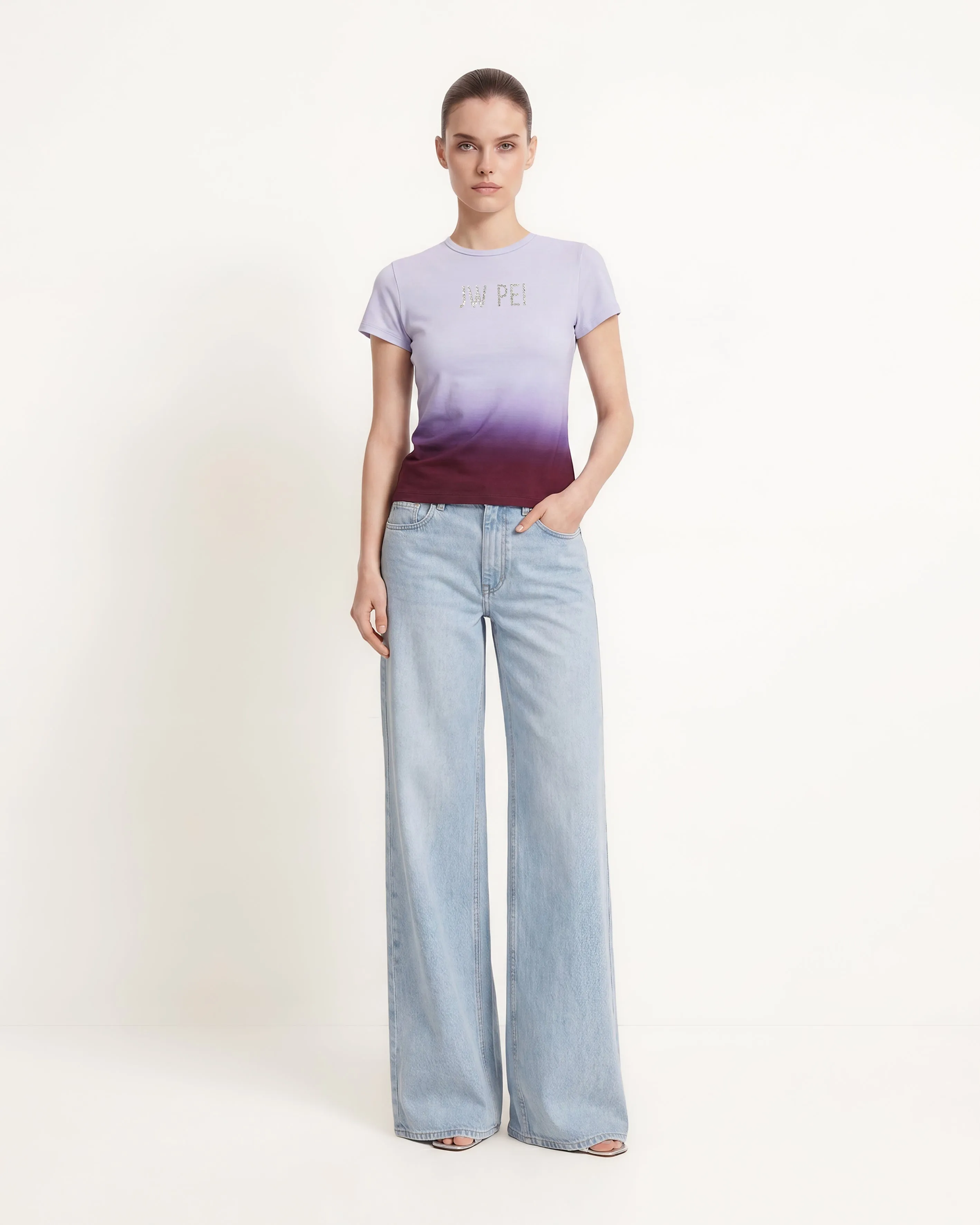 The Glitz Ombre Rhinestone Logo Tee - Plum Twilight sold by JW PEI