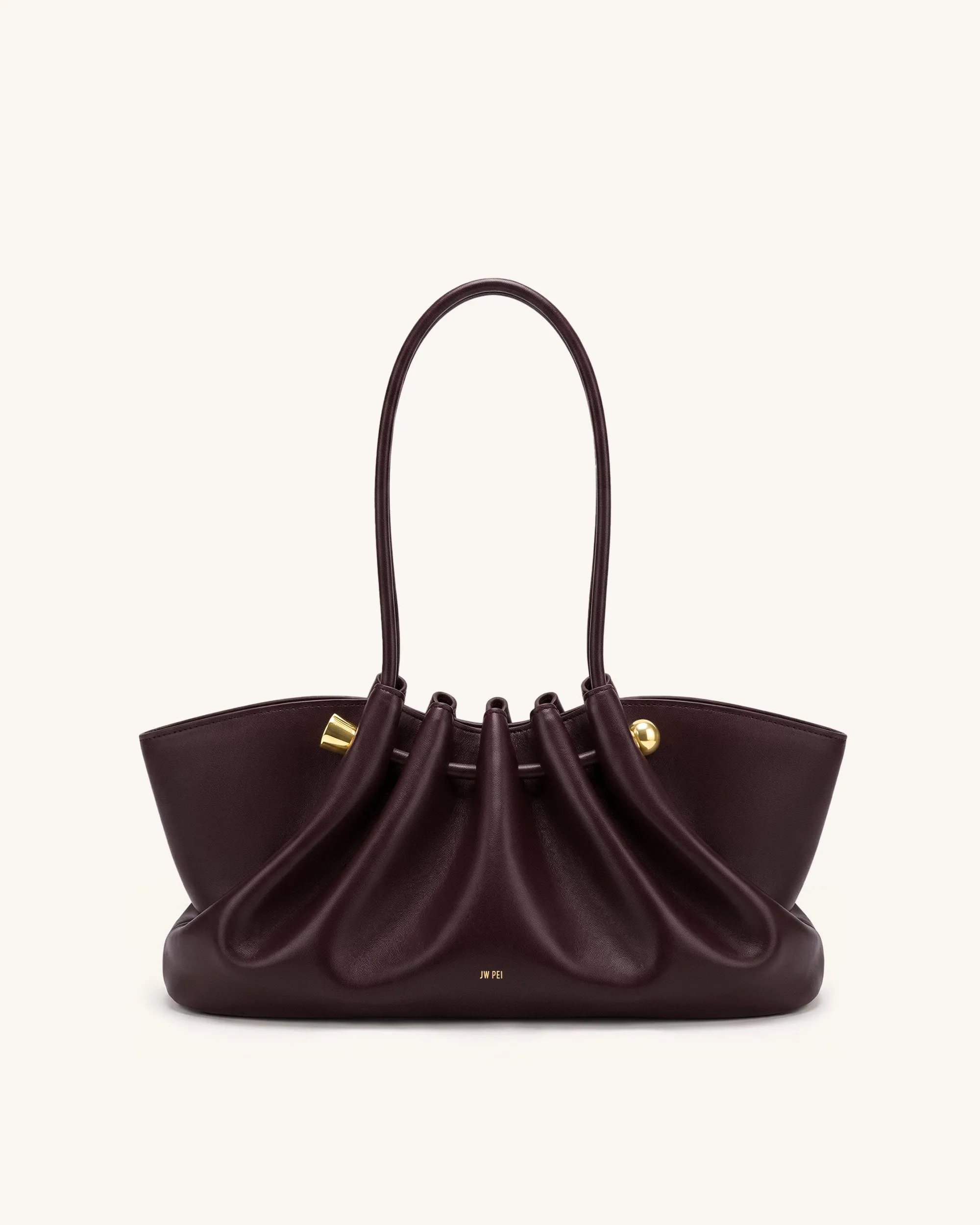 Naomi Gathered Long Handle Shoulder Bag - Deep Burgundy sold by JW PEI