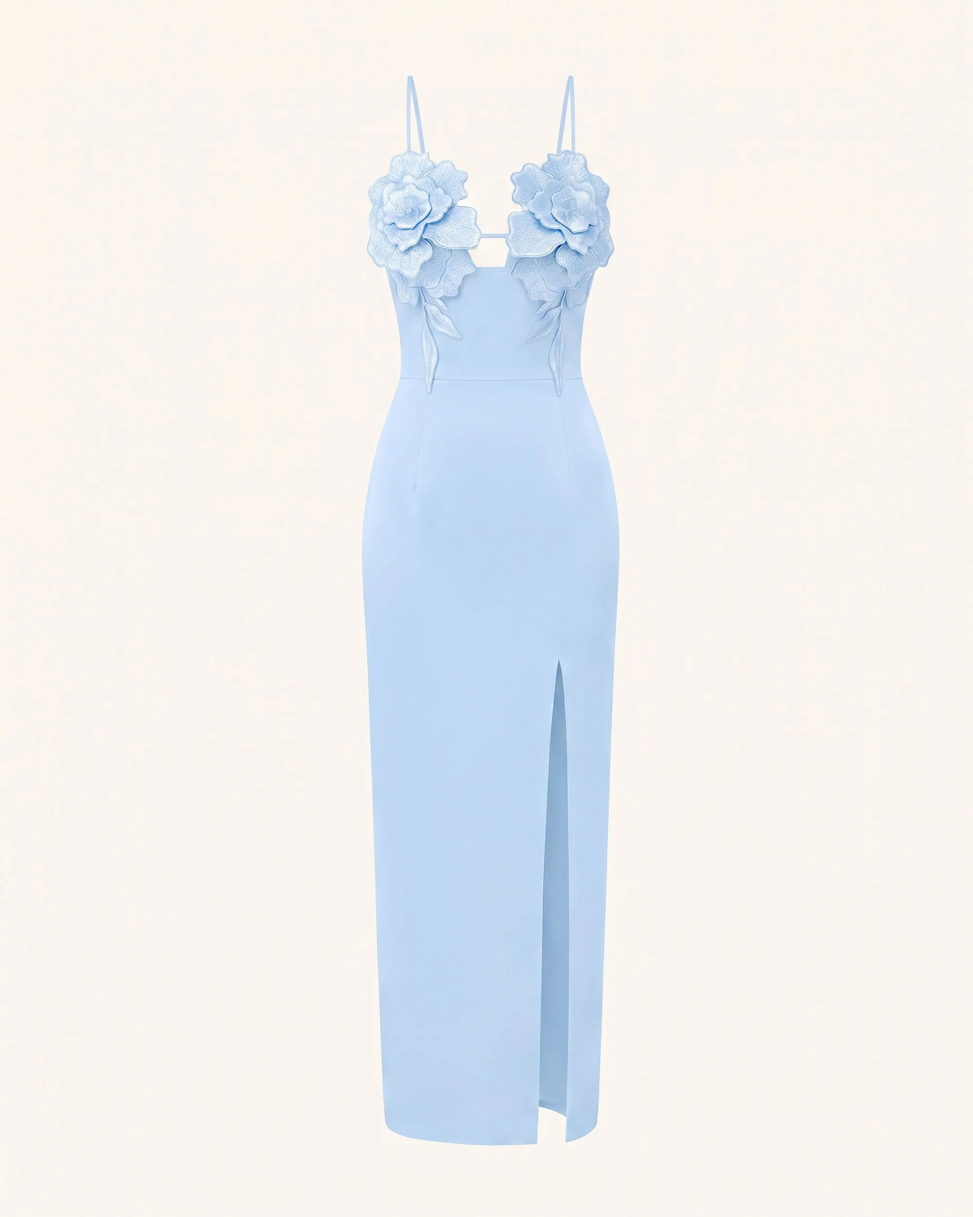 3D Floral Slit Maxi Dress - Light Blue sold by JW PEI product image thumbnail 2
