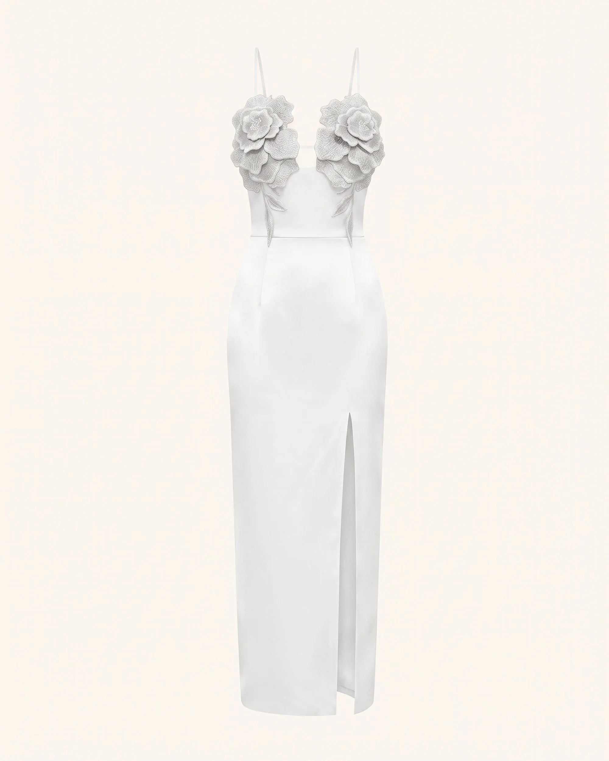 3D Floral Slit Maxi Dress - White sold by JW PEI product image thumbnail 2