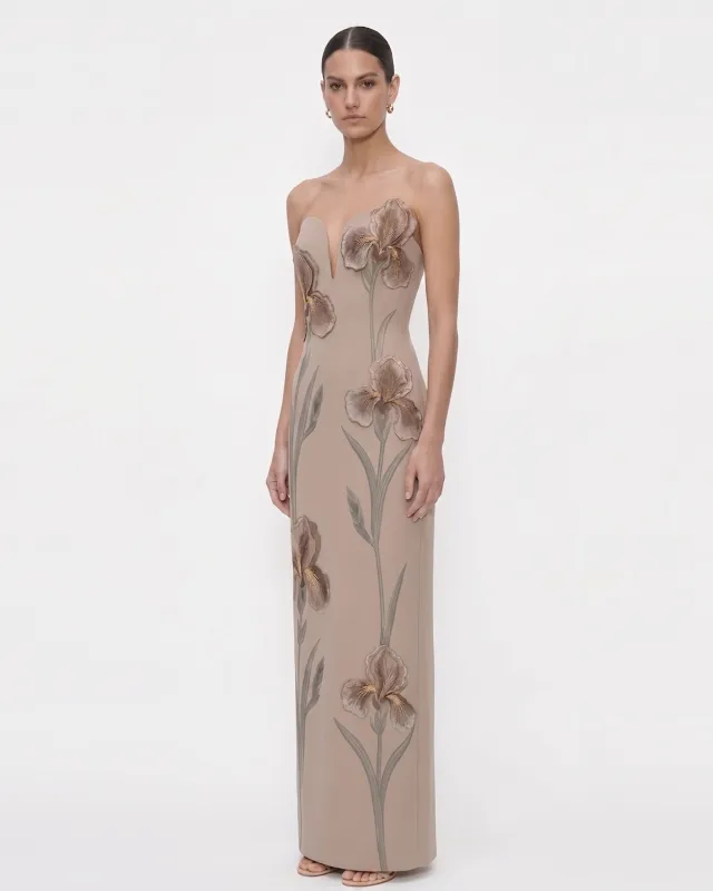 Iris Embroidered
Notch Neck Strapless
Maxi Dress - Taupe made by JW PEI