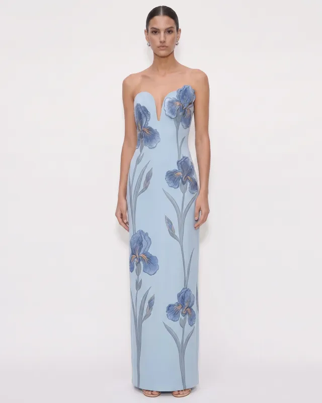 Iris Embroidered
Notch Neck Strapless Maxi Dress
- Light Blue made by JW PEI