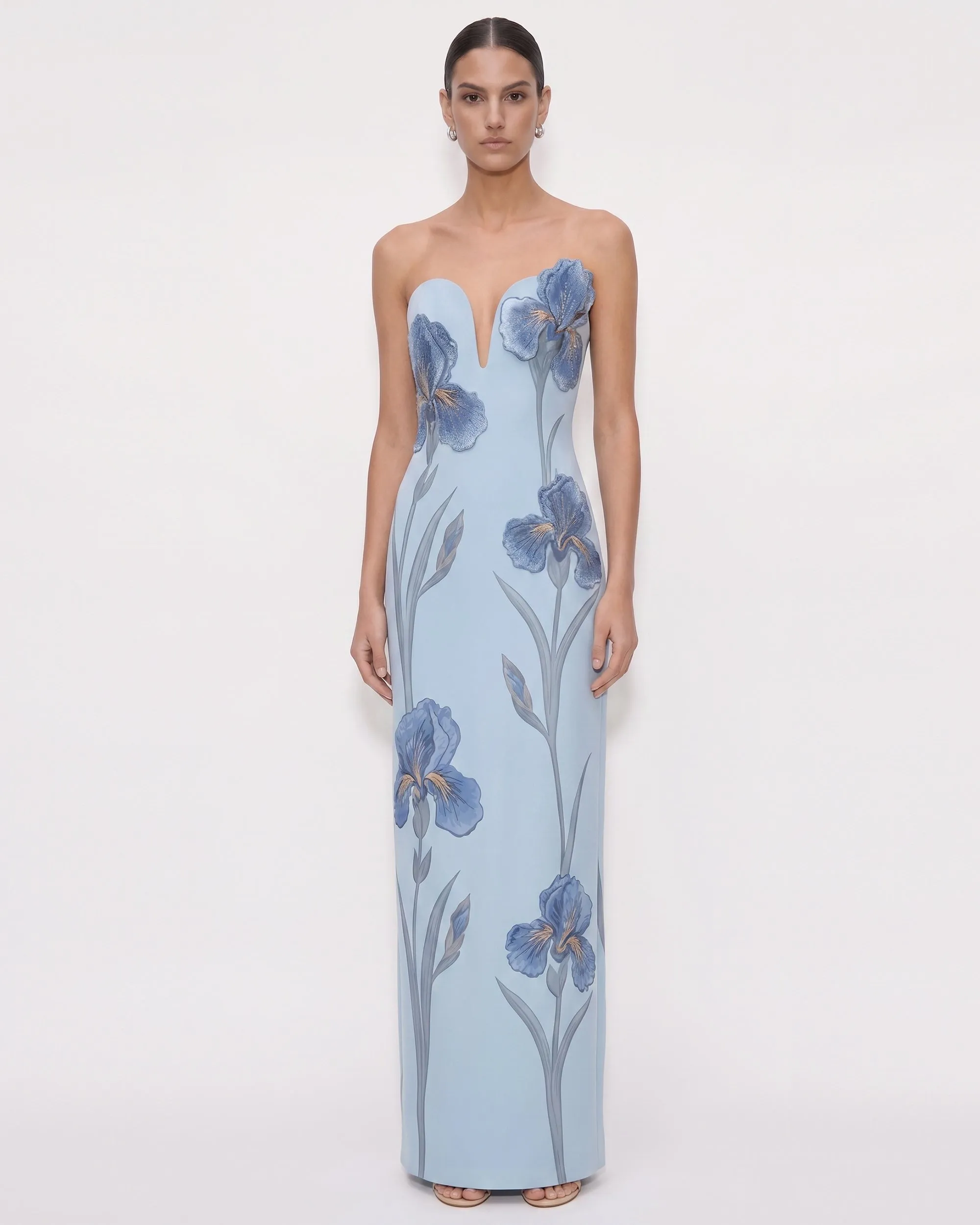 Iris Embroidered
Notch Neck Strapless Maxi Dress
- Light Blue sold by JW PEI