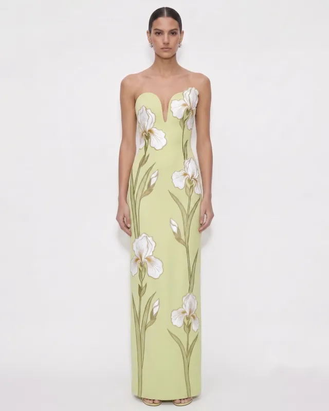 Iris Embroidered
Notch Neck Strapless Maxi Dress
- Light Green made by JW PEI