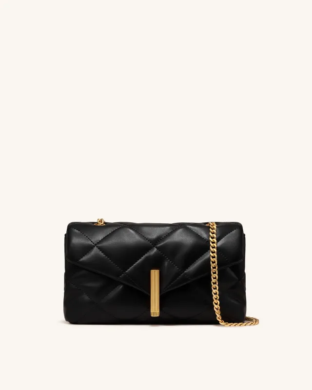 Valerie Puffy Bar-Lock Shoulder Bag - Black made by JW PEI