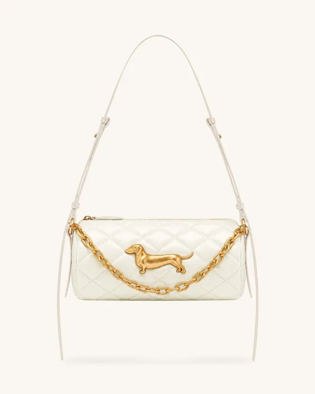 Lucienne Dachshund Quilted Chain Shoulder Bag - White made by JW PEI