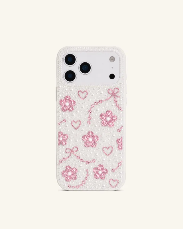 Flower Bow Faux Pearl Phone Case - White made by JW PEI