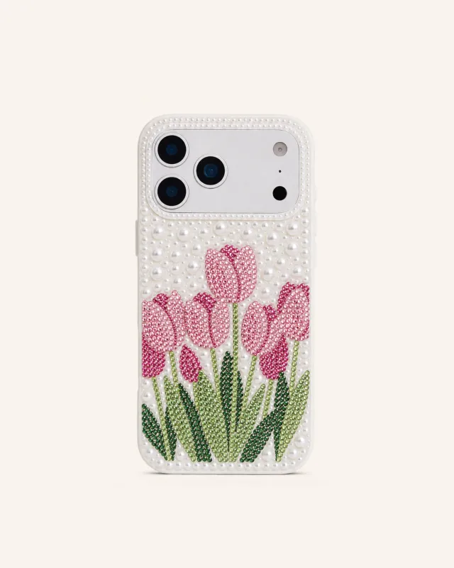 Tulip Faux Pearl Phone Case - White made by JW PEI
