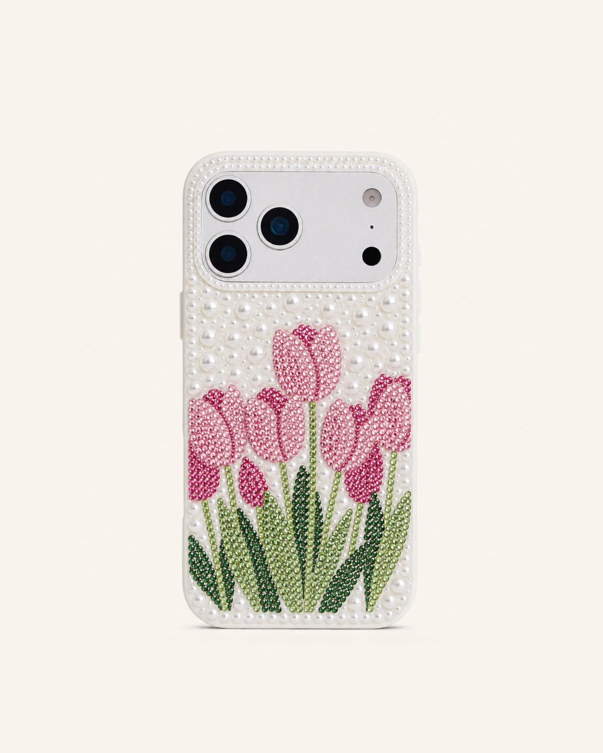 Tulip Faux Pearl Phone Case - White sold by JW PEI
