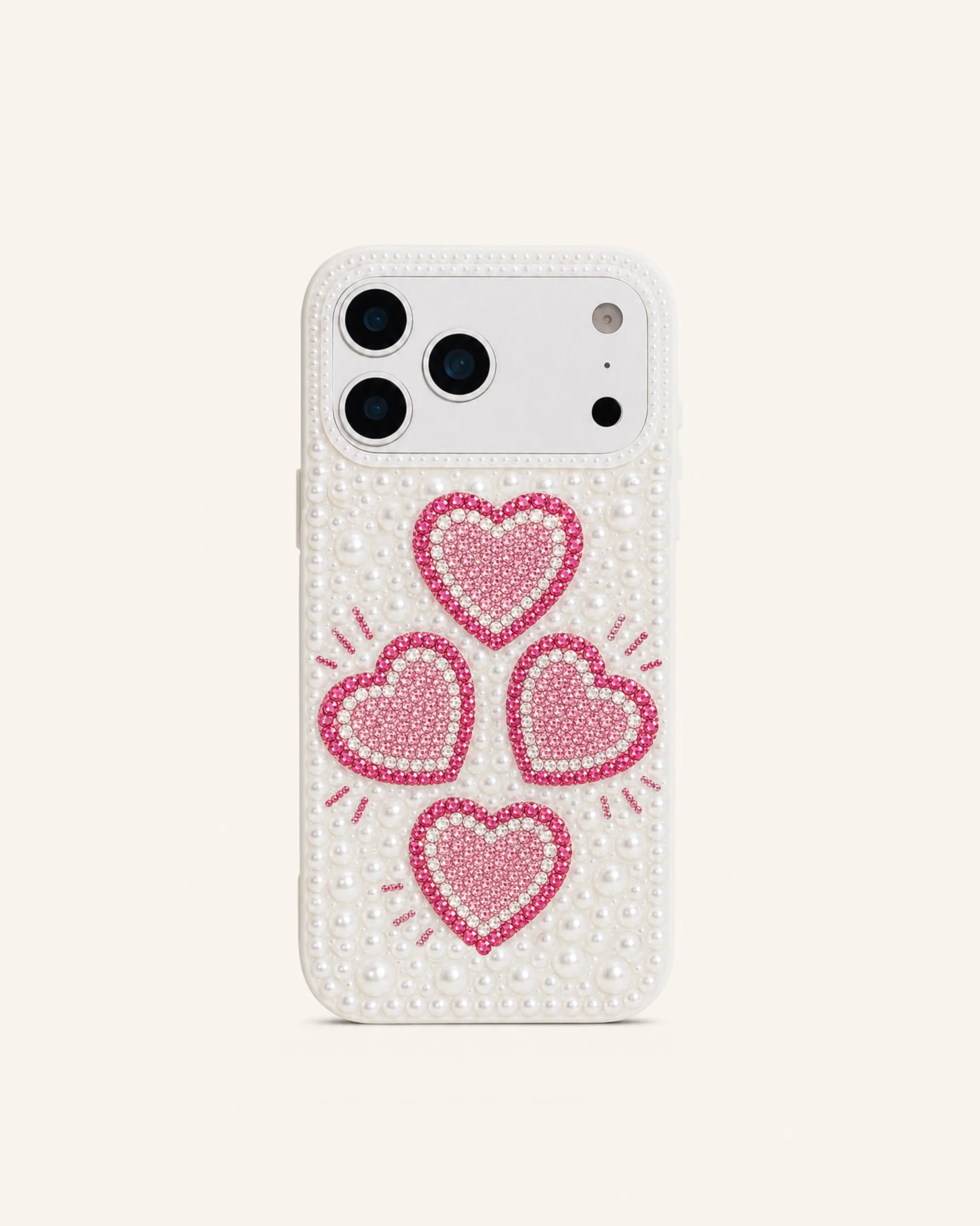 Four Heart Faux Pearl Phone Case – White sold by JW PEI