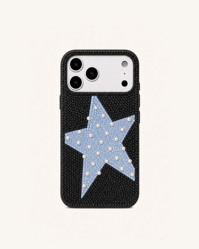 Blue Star Artificial Crystal Phone Case - Black made by JW PEI