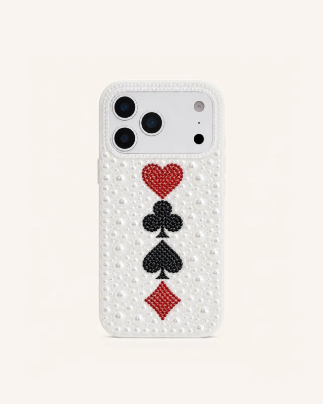 Card Suit Faux Pearl Phone Case - White made by JW PEI