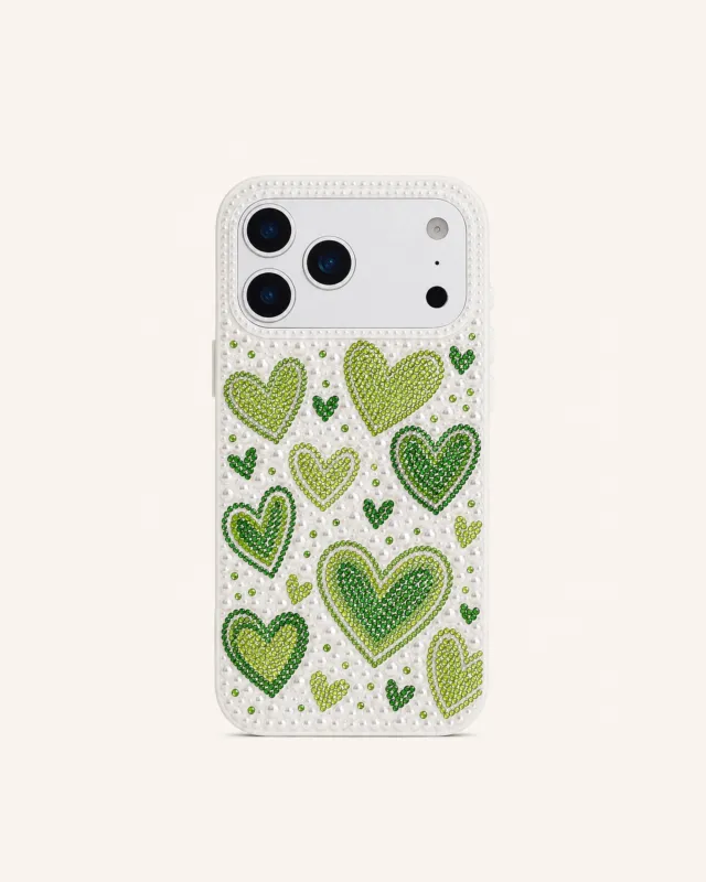 Gradient Heart Faux Pearl Phone Case - White made by JW PEI