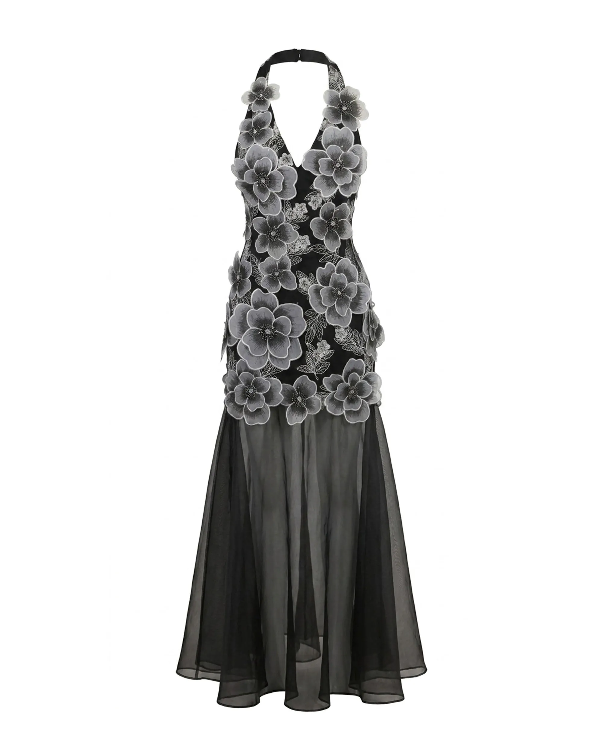 Floral Embroidered Sheer Overlay Maxi Dress - Black sold by JW PEI product image thumbnail 3