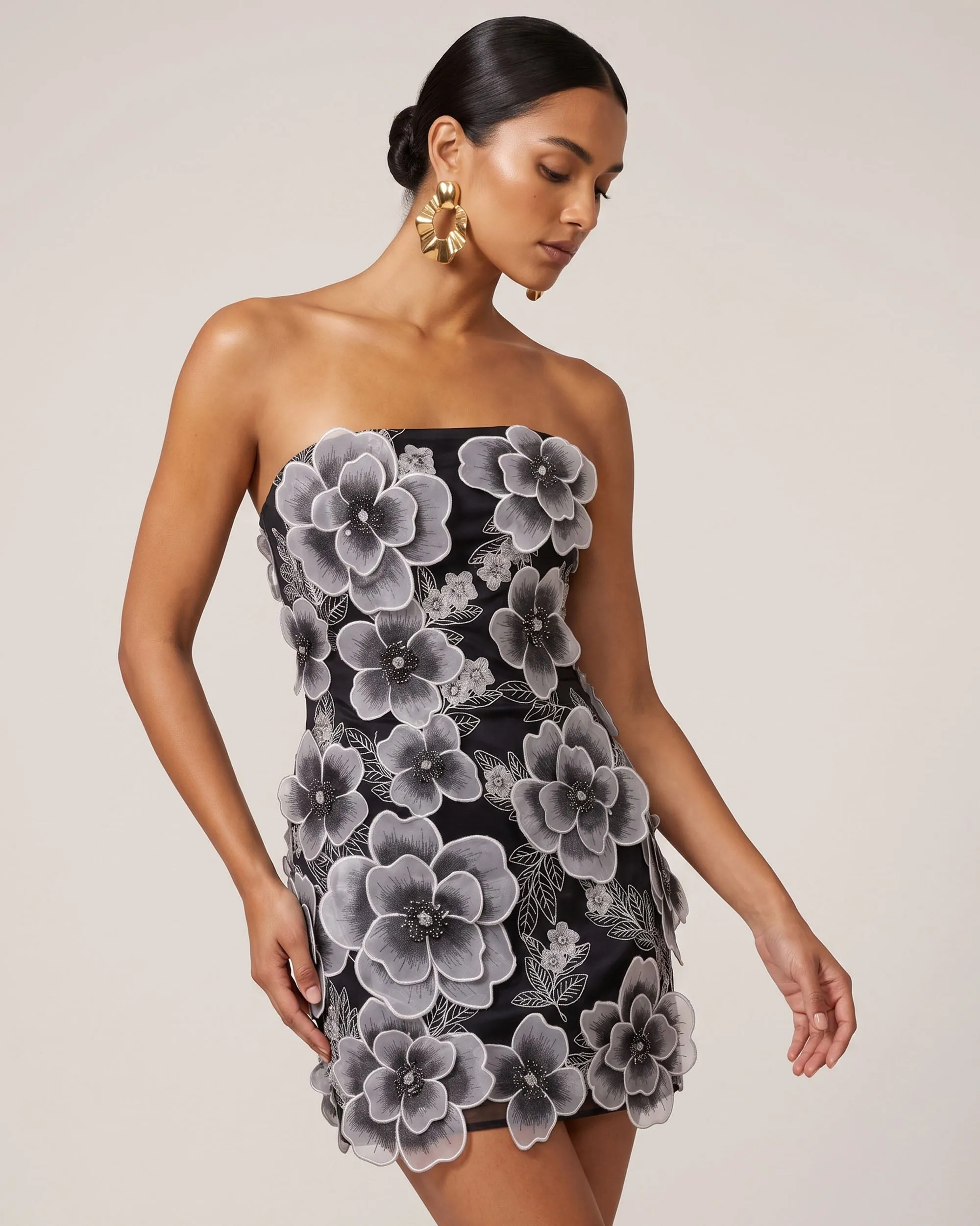 Floral Embroidered Strapless Mini Dress - Black sold by JW PEI product image thumbnail 2