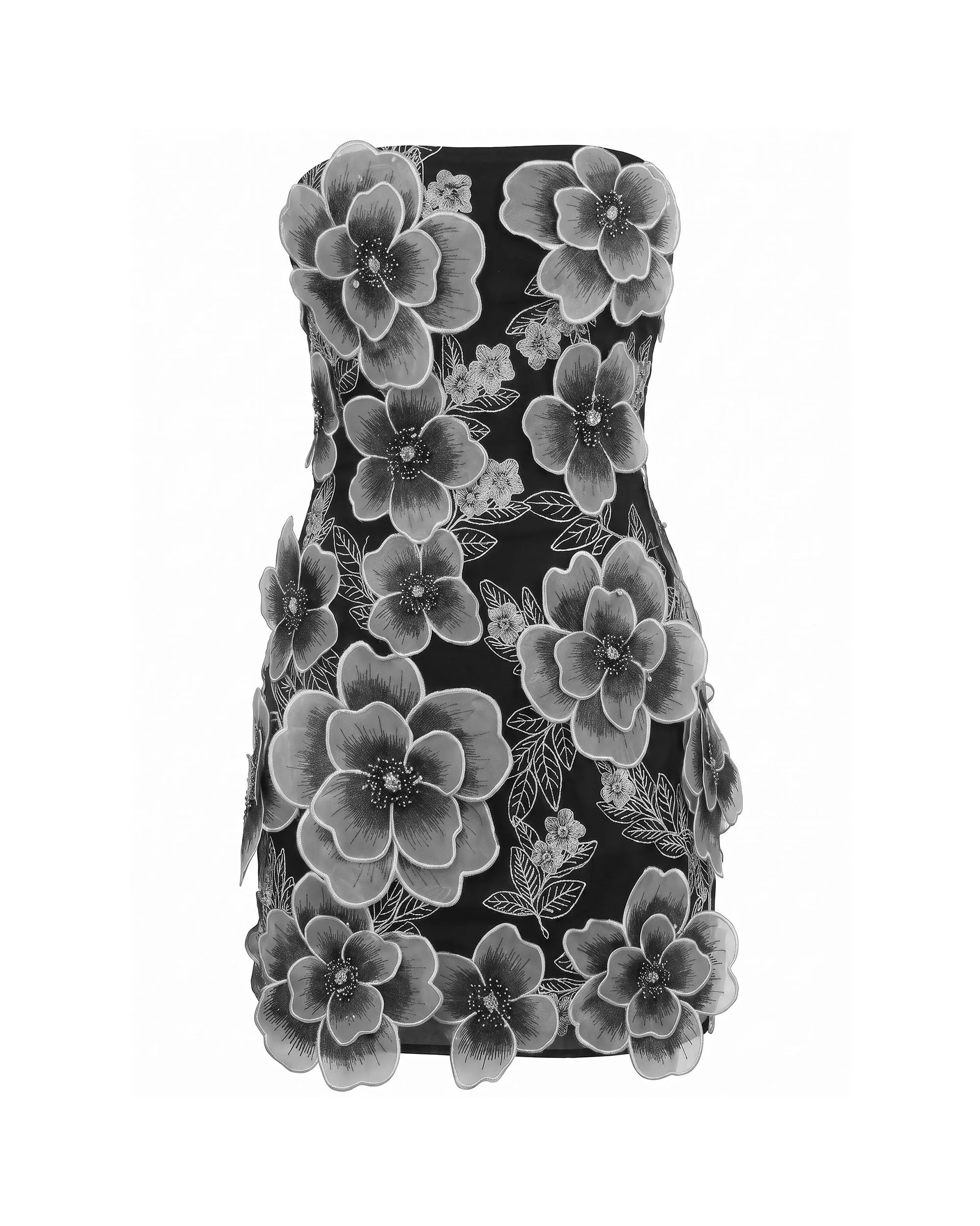 Floral Embroidered Strapless Mini Dress - Black sold by JW PEI product image thumbnail 3