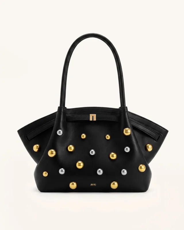 Hana Large Studded Tote Bag - Dark Black made by JW PEI