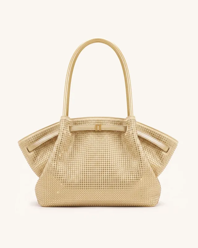 Hana Large Artificial Crystal Tote Bag - Champagne made by JW PEI