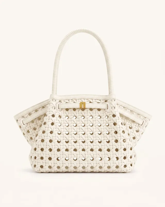 Hana Large Woven Tote Bag - Oat White made by JW PEI