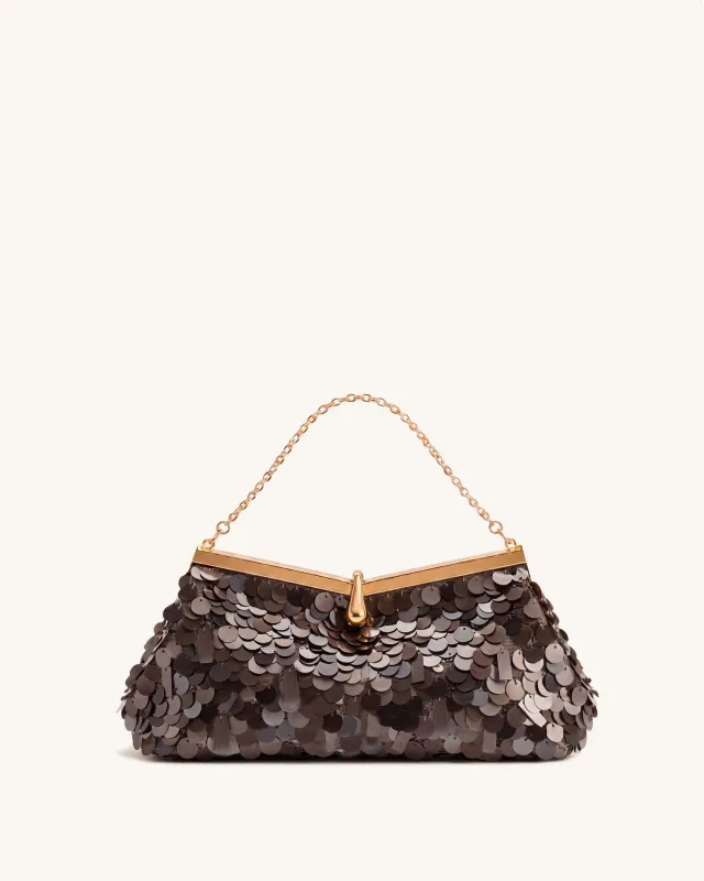 Nerina Sequin Top Handle Bag - Brown made by JW PEI