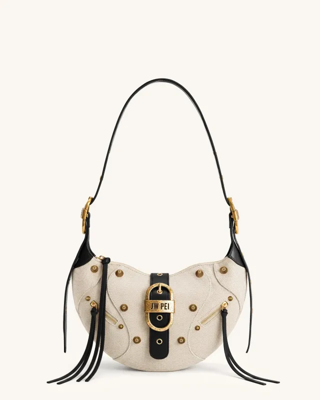 Tessa Studded Shoulder Bag - Black Canvas made by JW PEI
