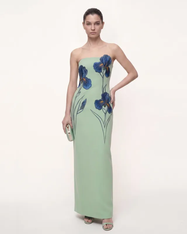 Iris Embroidered Strapless Maxi Dress - Mint Green made by JW PEI