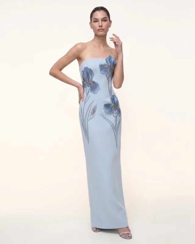 Iris Embroidered Strapless Maxi Dress - Light Blue made by JW PEI