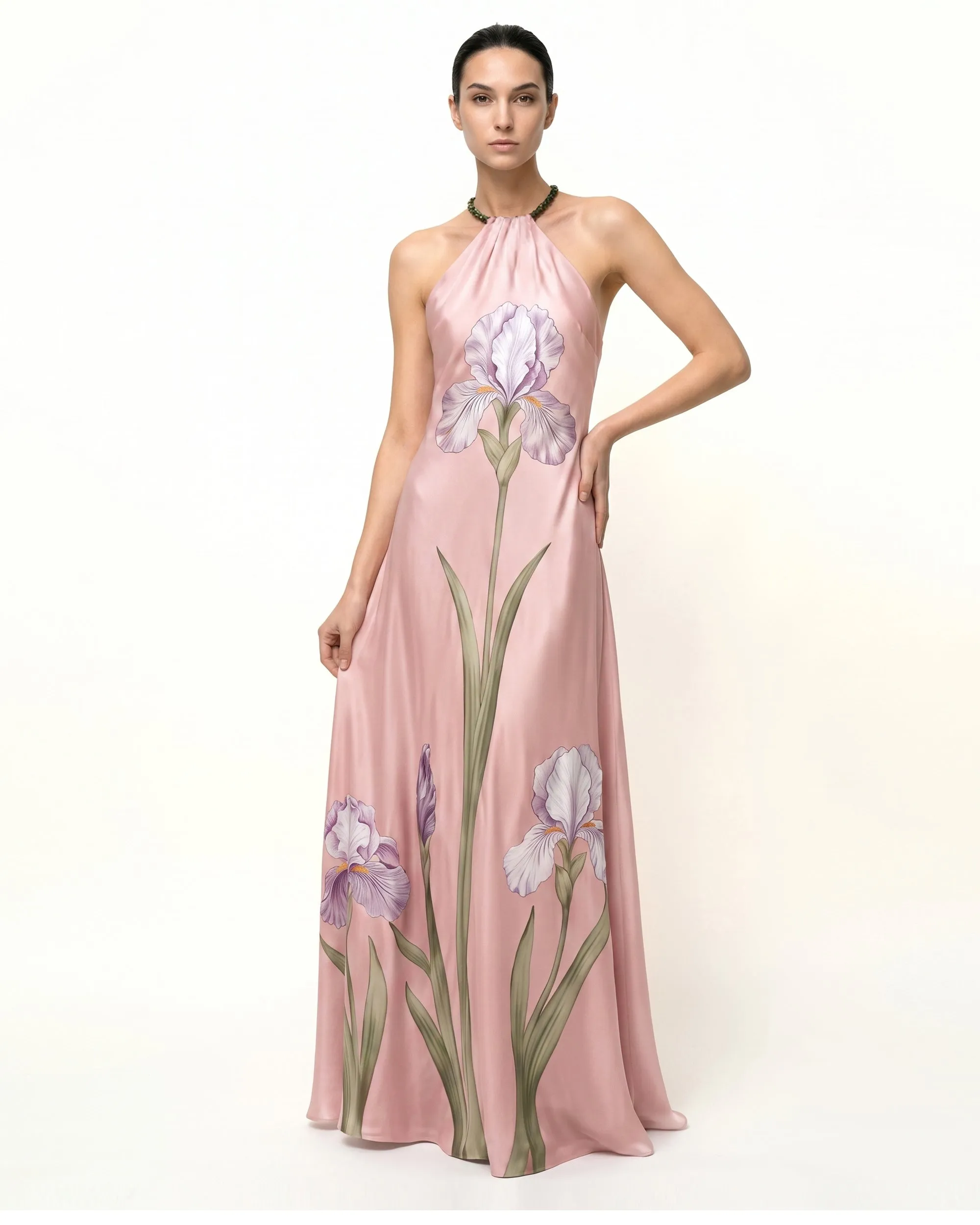Iris Floral Print Halter Maxi Dress - Blush sold by JW PEI product image thumbnail 2