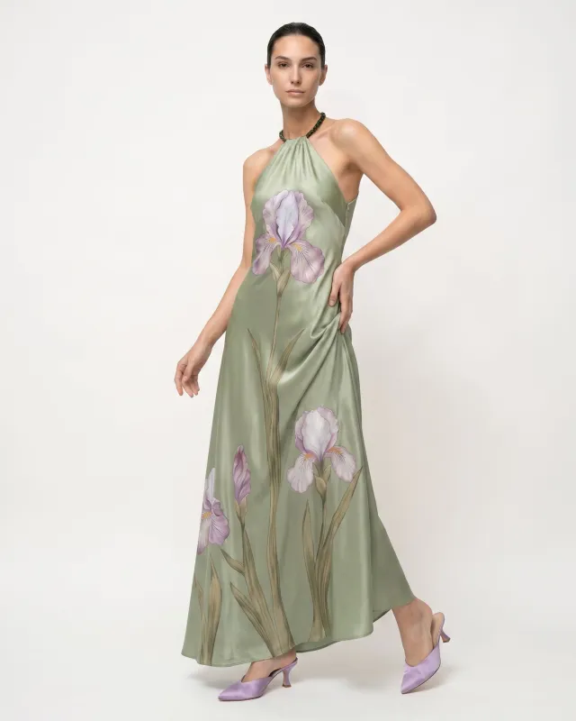 Iris Floral Print Halter
Maxi Dress - Pistachio made by JW PEI