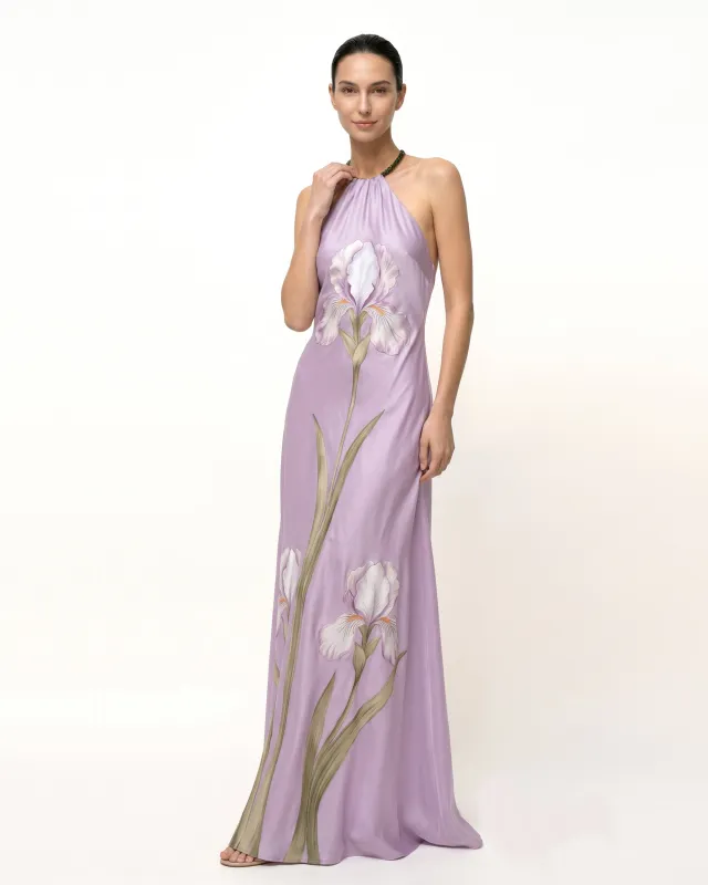 Iris Floral Print Halter
 Maxi Dress - Lavender made by JW PEI