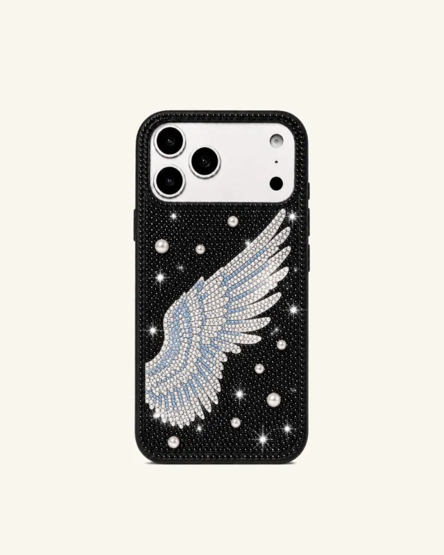 Angel Wing Artificial Crystal Phone Case - Black made by JW PEI