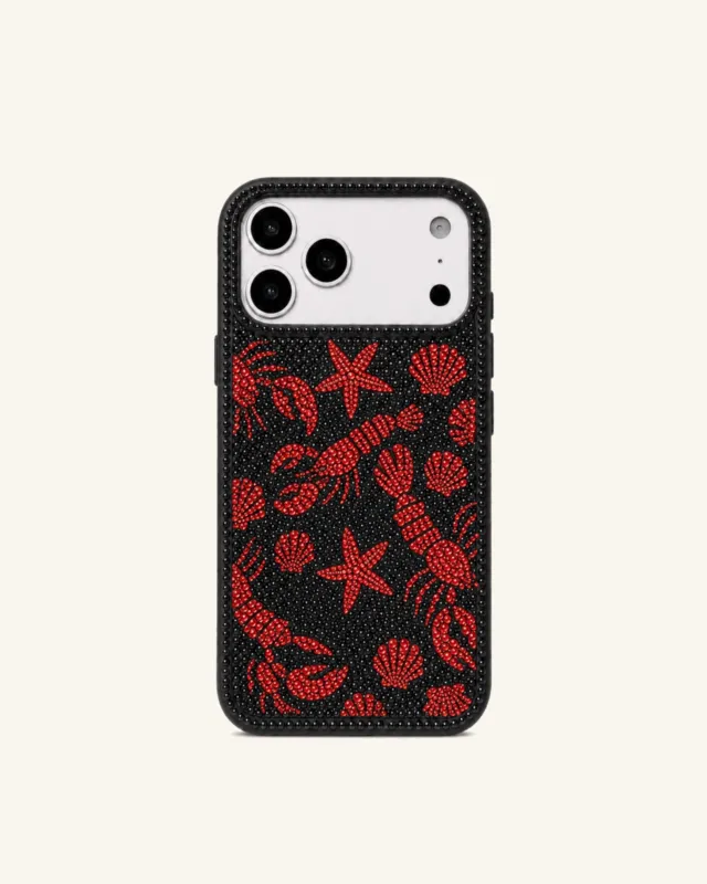 Coastal Lobster Artificial Crystal Phone Case - Black made by JW PEI