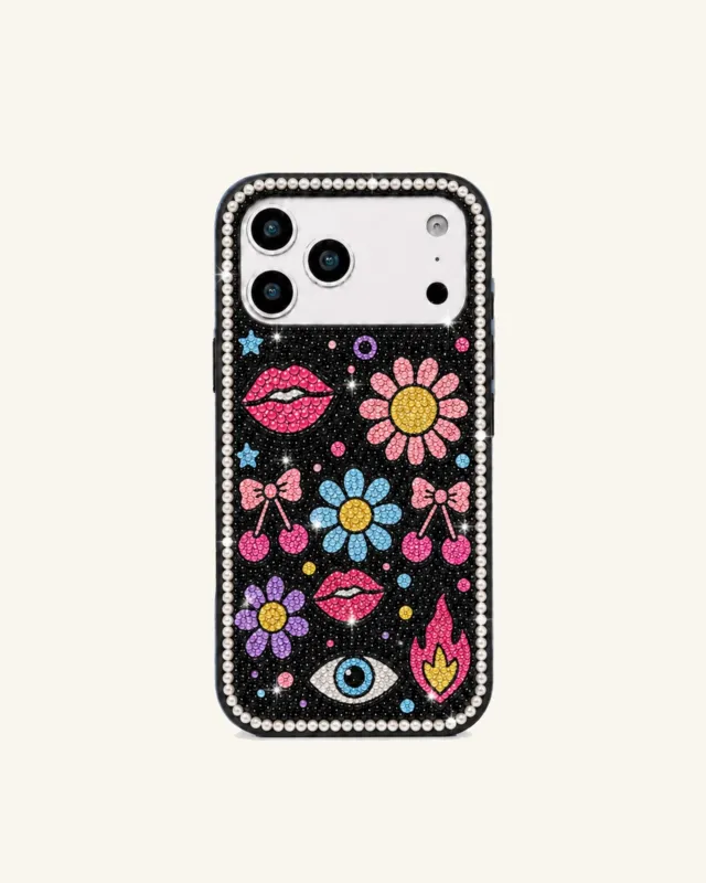 Retro Icon Artificial Crystal Phone Case - Black made by JW PEI