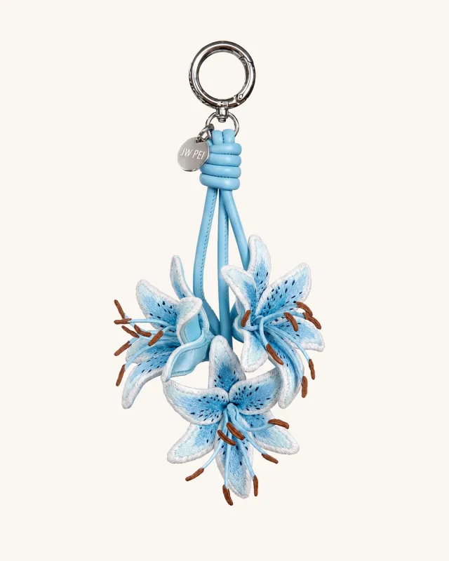 3D Embroidered Lily Bag Charm - Blue made by JW PEI