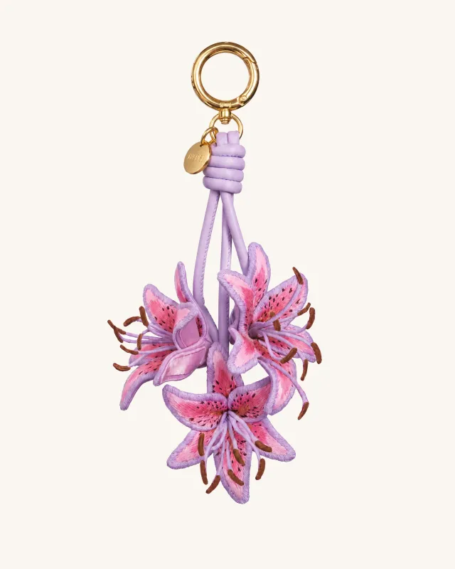 3D Embroidered Lily Bag Charm - Lavender Pink made by JW PEI