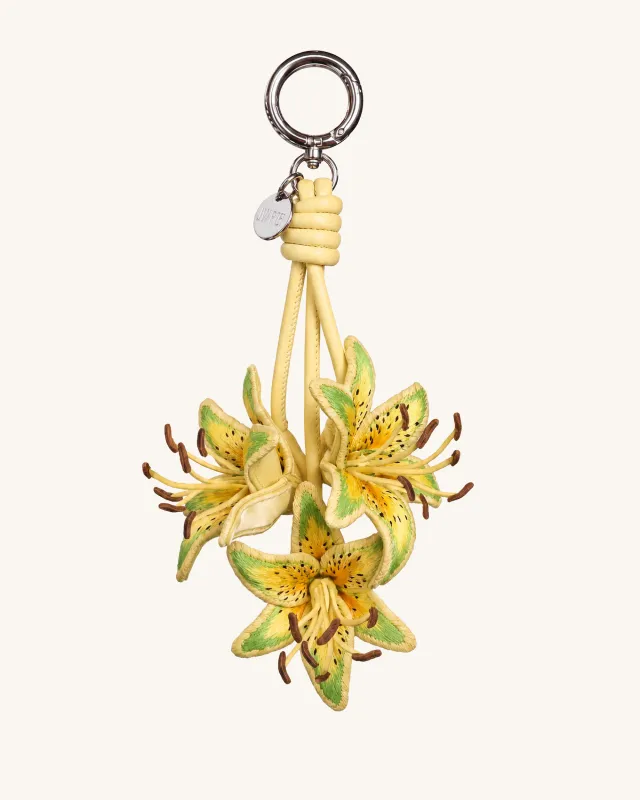 3D Embroidered Lily Bag Charm - Yellow Green made by JW PEI