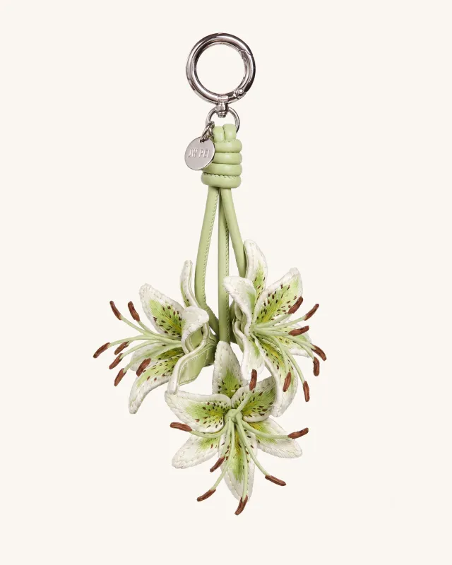 3D Embroidered Lily Bag Charm - Light Green made by JW PEI