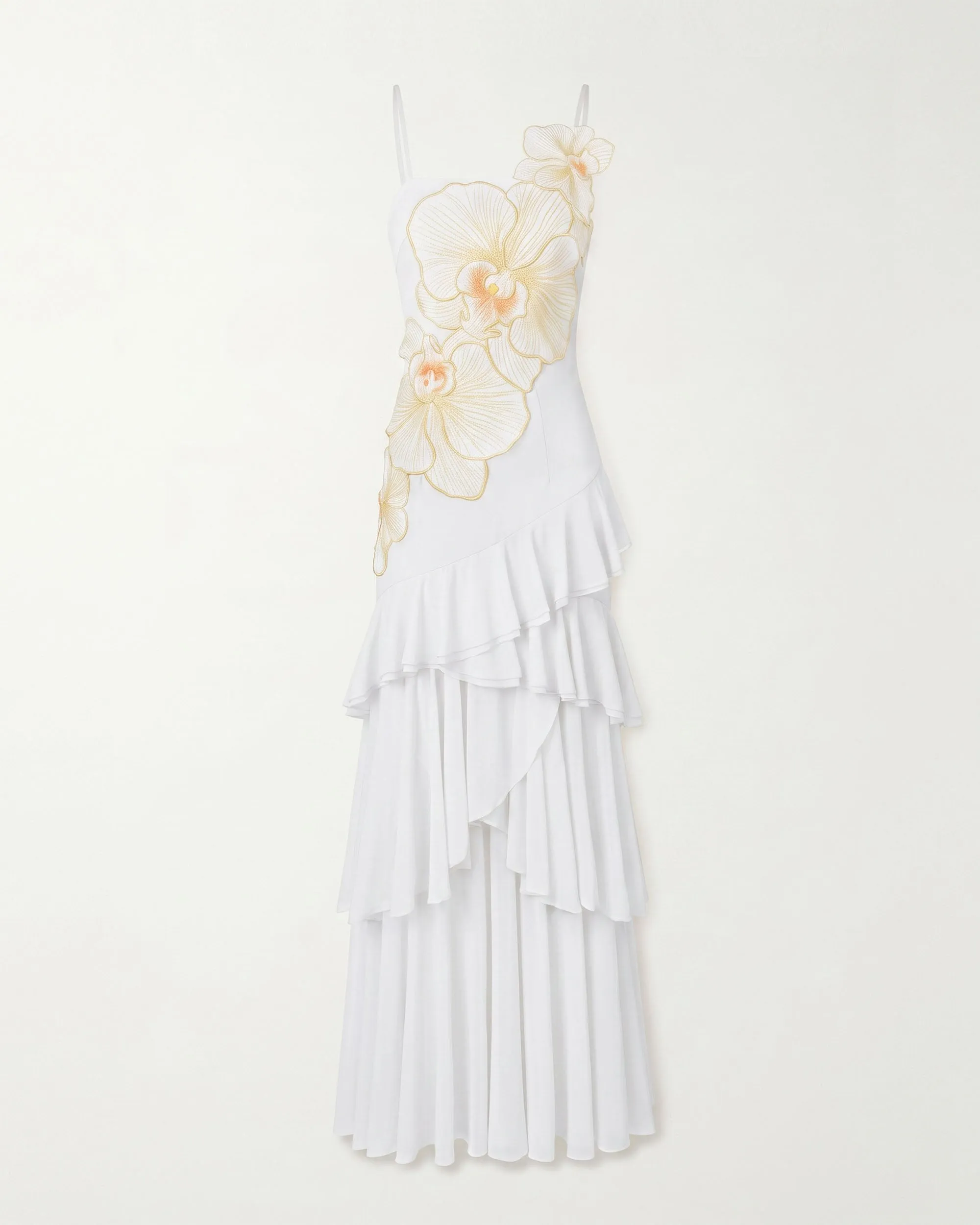 Orchid Embroidered Ruffled One-Shoulder Maxi Dress - Ivory sold by JW PEI product image thumbnail 2