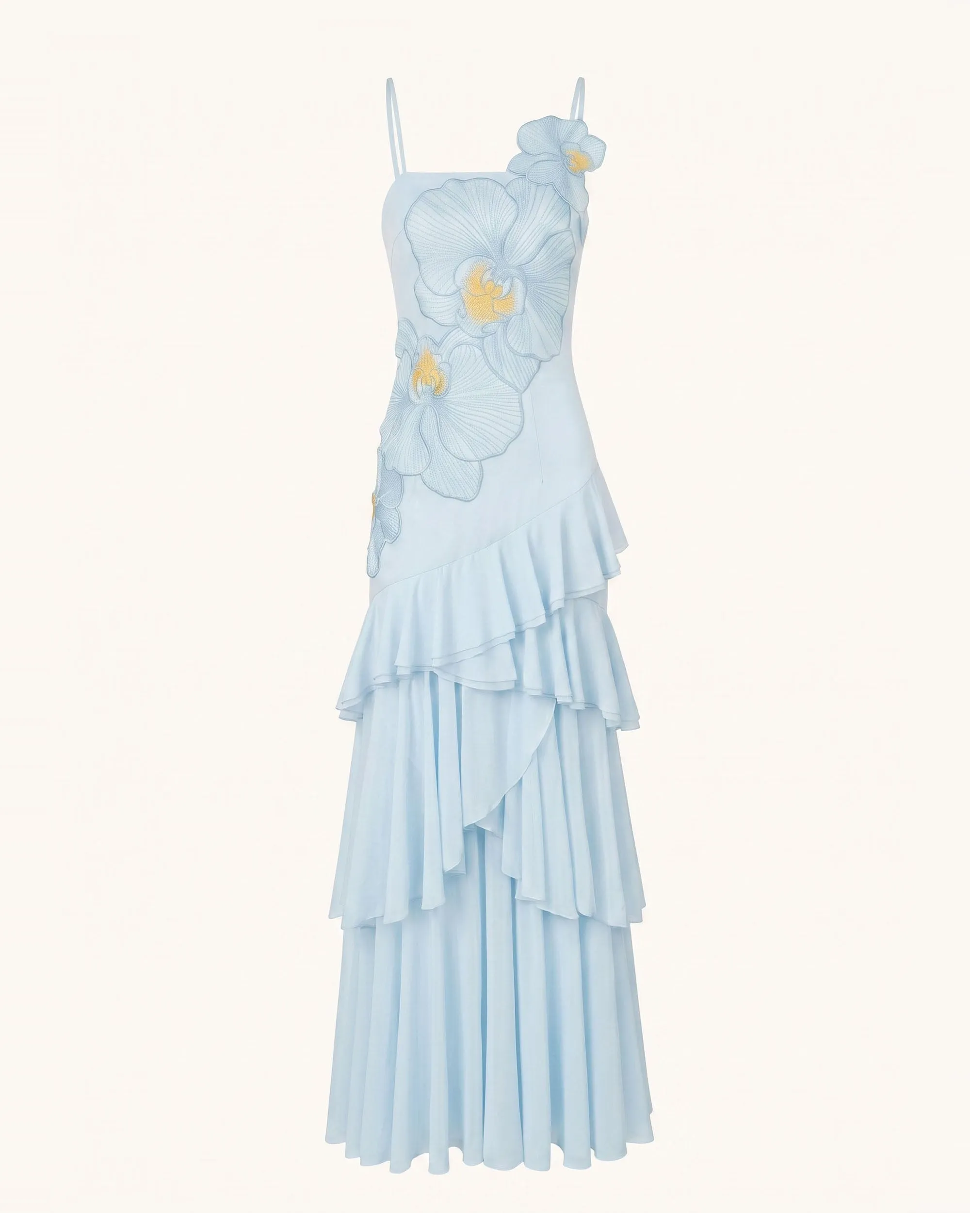 Orchid Embroidered Ruffled One-Shoulder Maxi Dress - Blue sold by JW PEI product image thumbnail 2