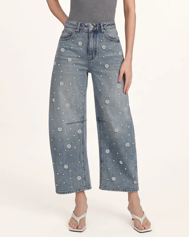 The Meadow Pearl Daisy Barrel Jeans - Clear Sky Thinking made by JW PEI