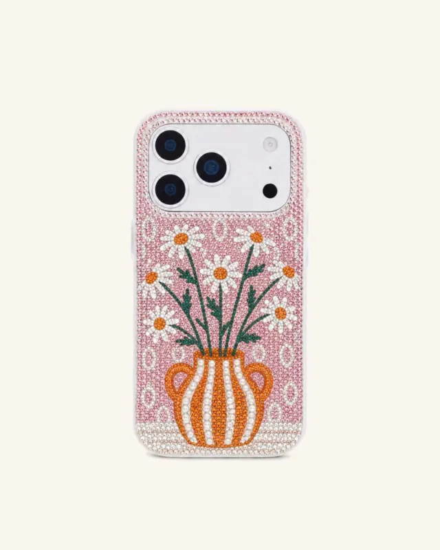 Daisy Vase Artificial Crystal Phone Case - Pink made by JW PEI