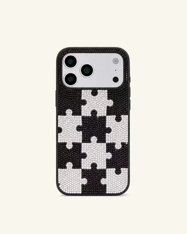 Puzzle Pattern Artificial Crystal Phone Case - Black made by JW PEI