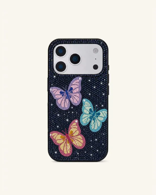 Butterfly Trio Artificial Crystal Phone Case - Black made by JW PEI
