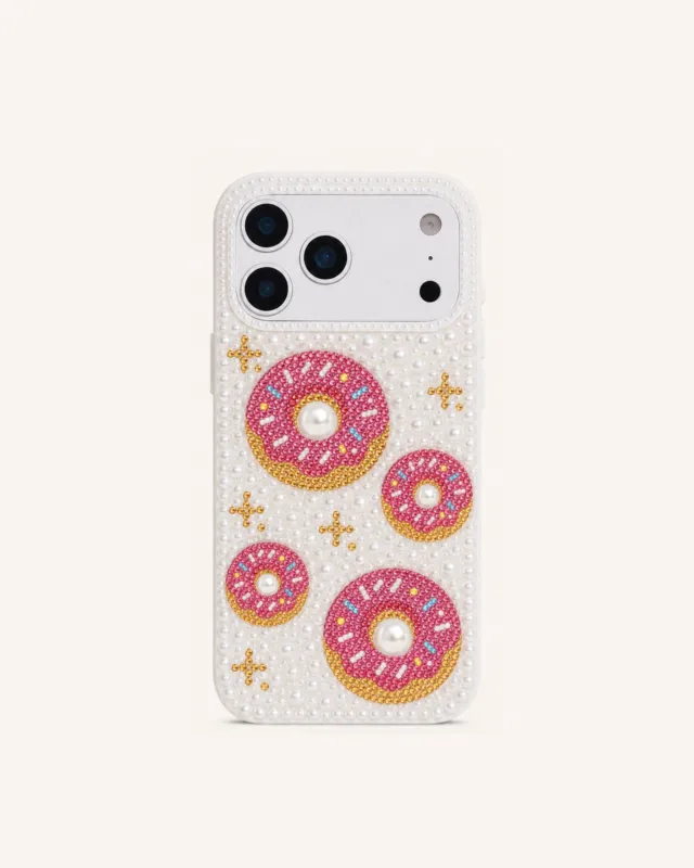 Donut Artificial Crystal Pearl Phone Case - White made by JW PEI