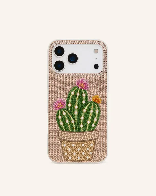 Potted Cactus Artificial Crystal Phone Case - Gold made by JW PEI