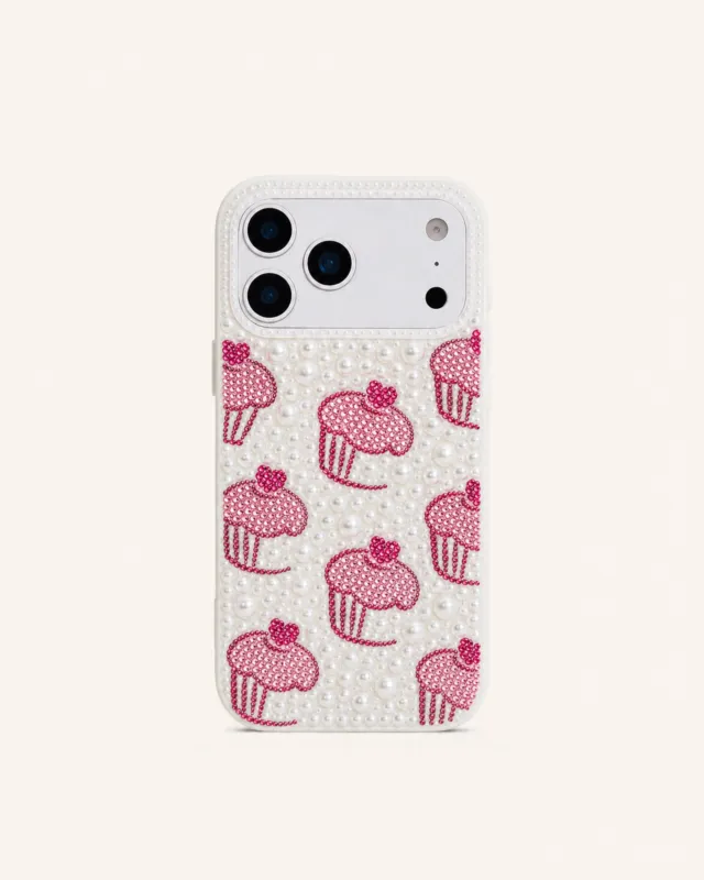 Cupcake Artificial Crystal Pearl Phone Case - White made by JW PEI