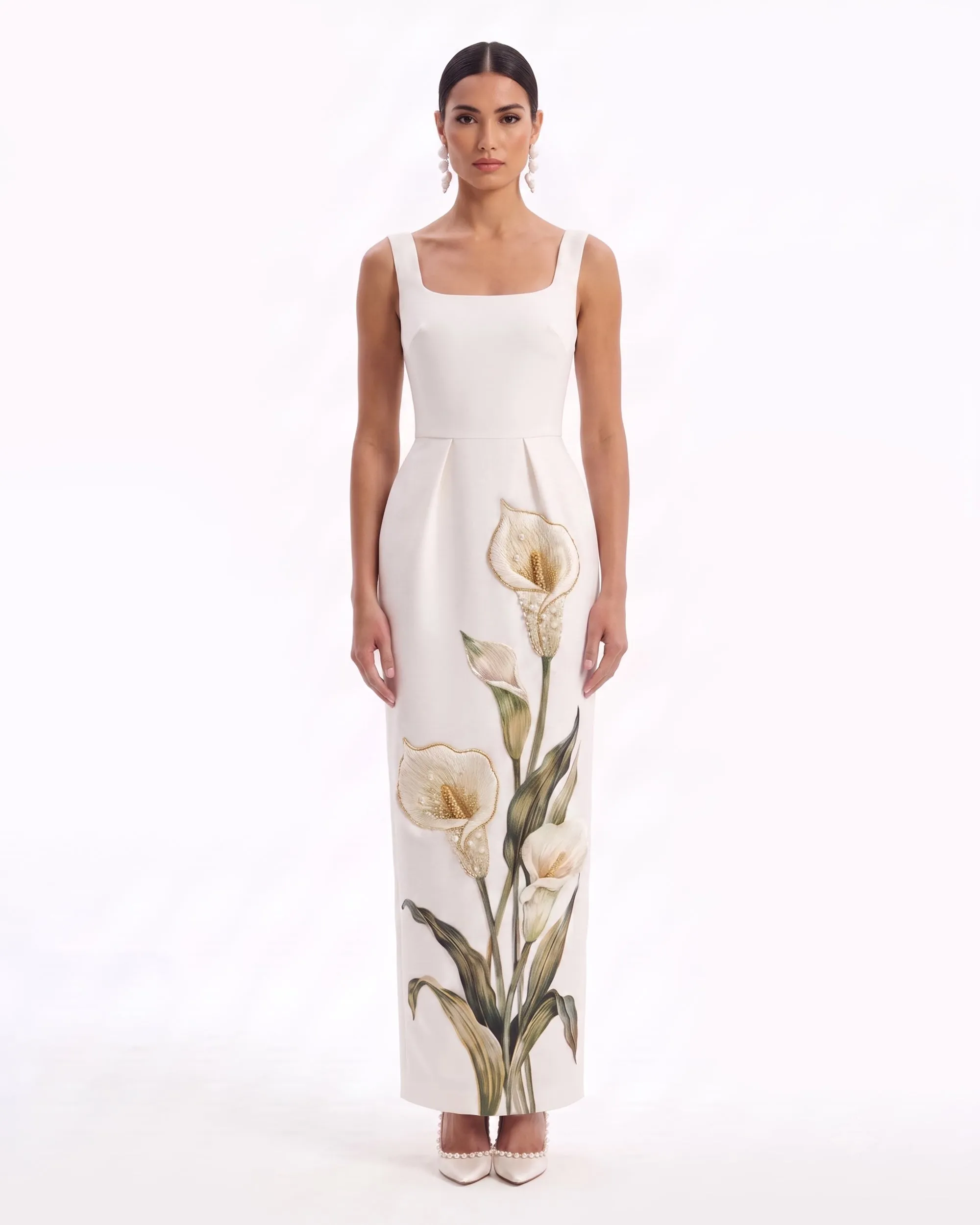 Calla Lily Square Neck Column Maxi Dress - Ivory sold by JW PEI